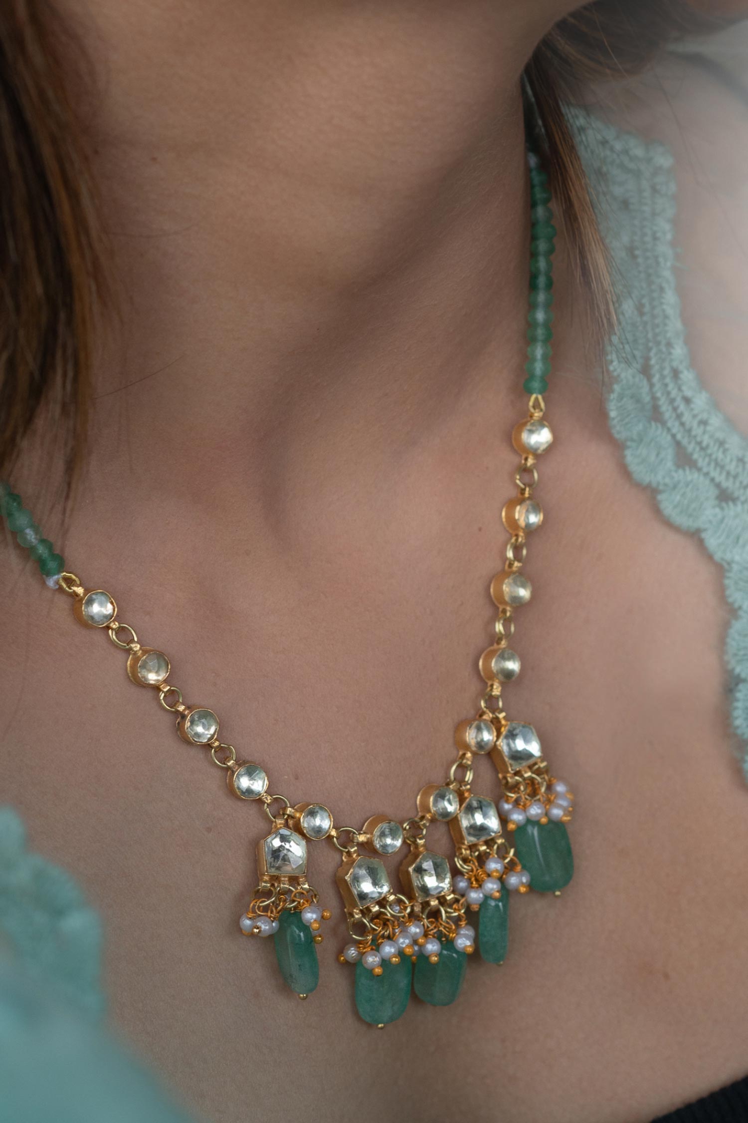Glorious Kundan & Natural Stone Embellished Necklace 