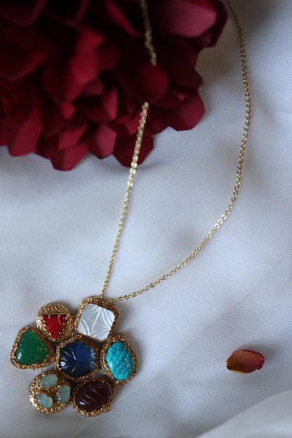 Acrylic Stone Embellished Pendant Necklace 