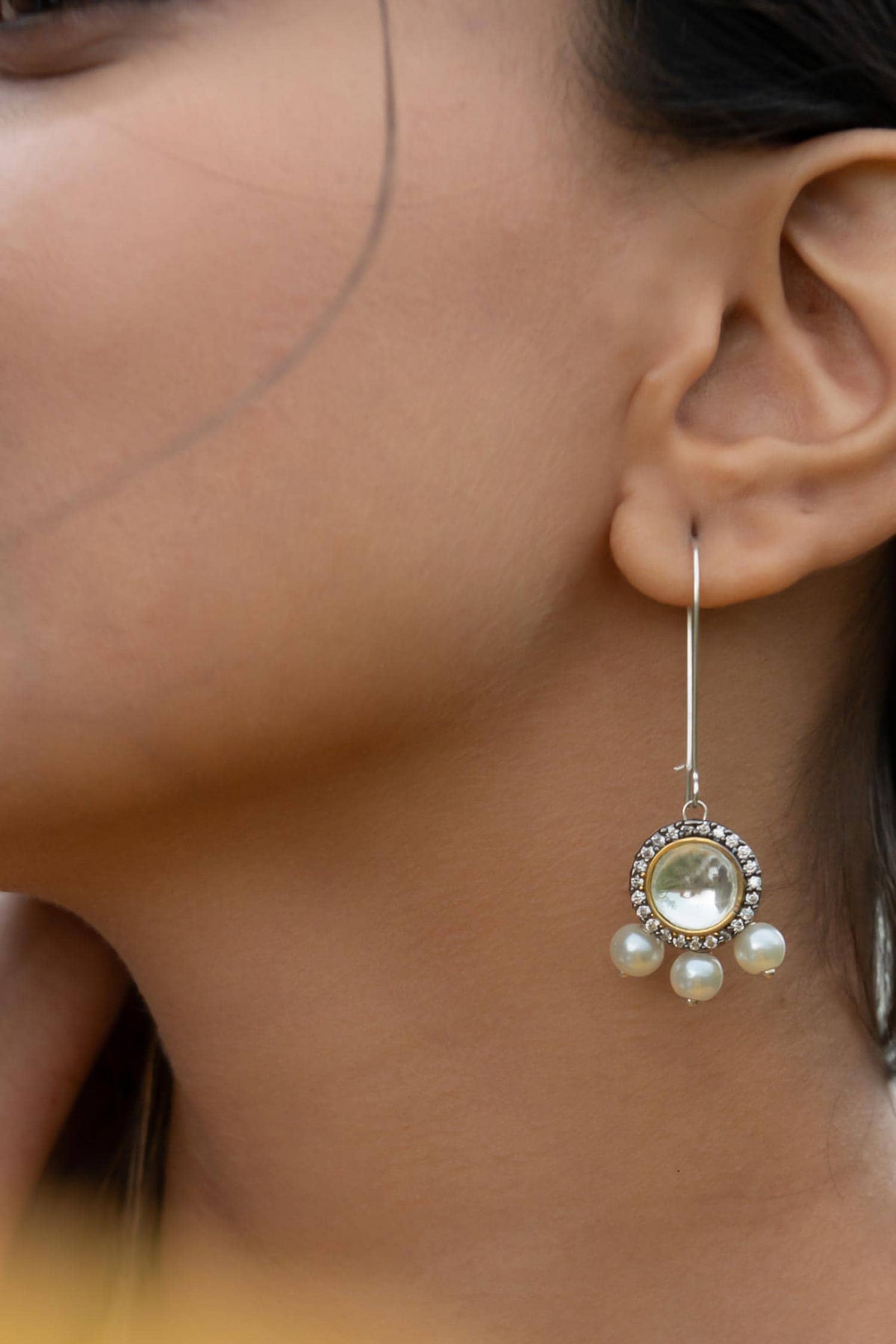 Dainty Victorian Polki Drop Earrings 