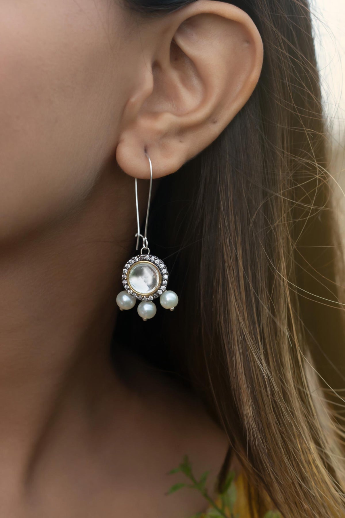 Dainty Victorian Polki Drop Earrings 
