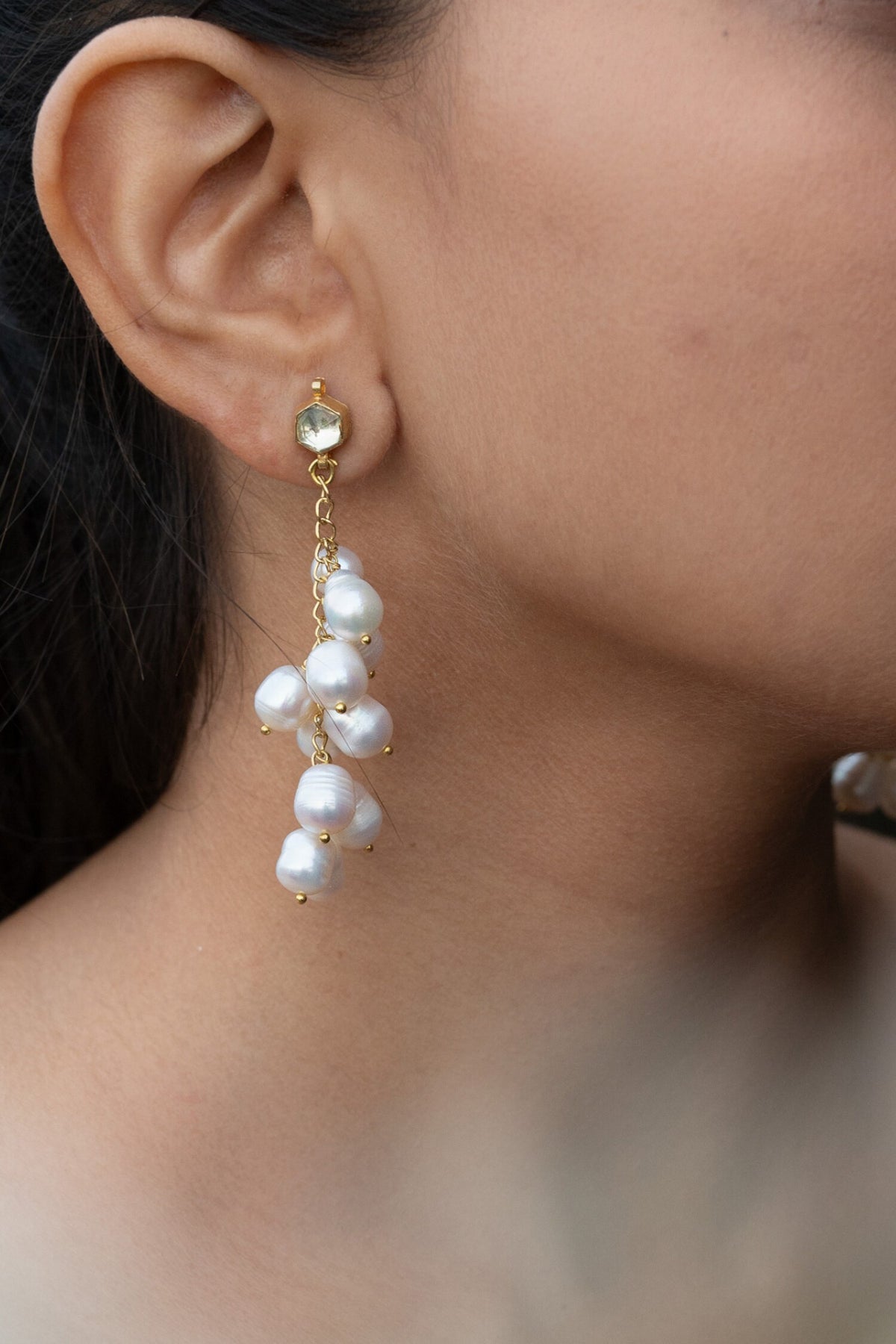 Alina Shell Pearl Danglers 