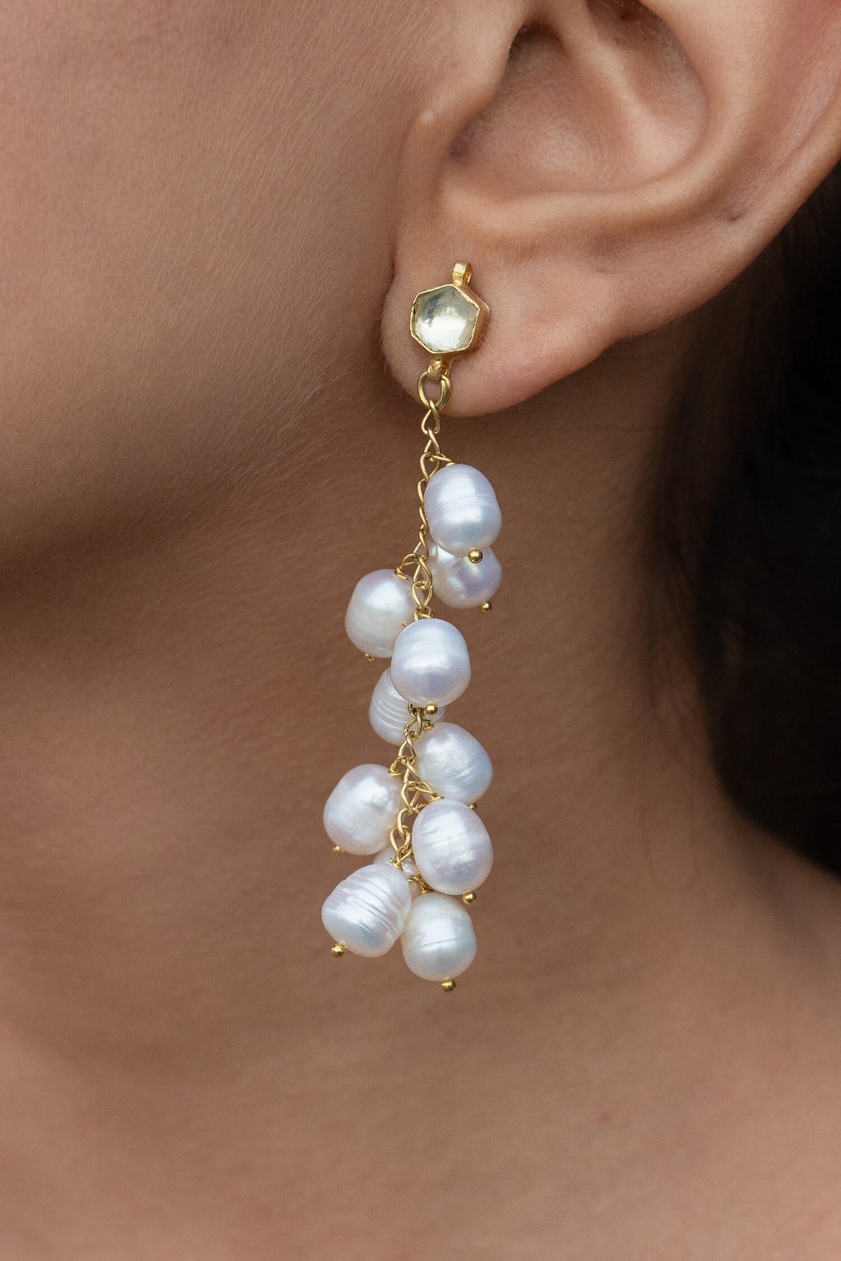 Alina Shell Pearl Danglers 