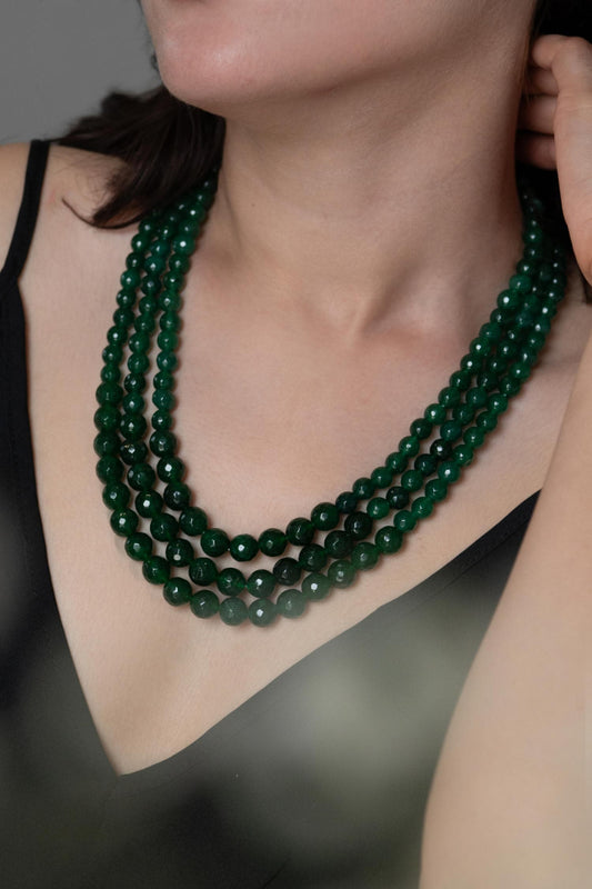 Garnet Stone Embellished Layered Necklace 