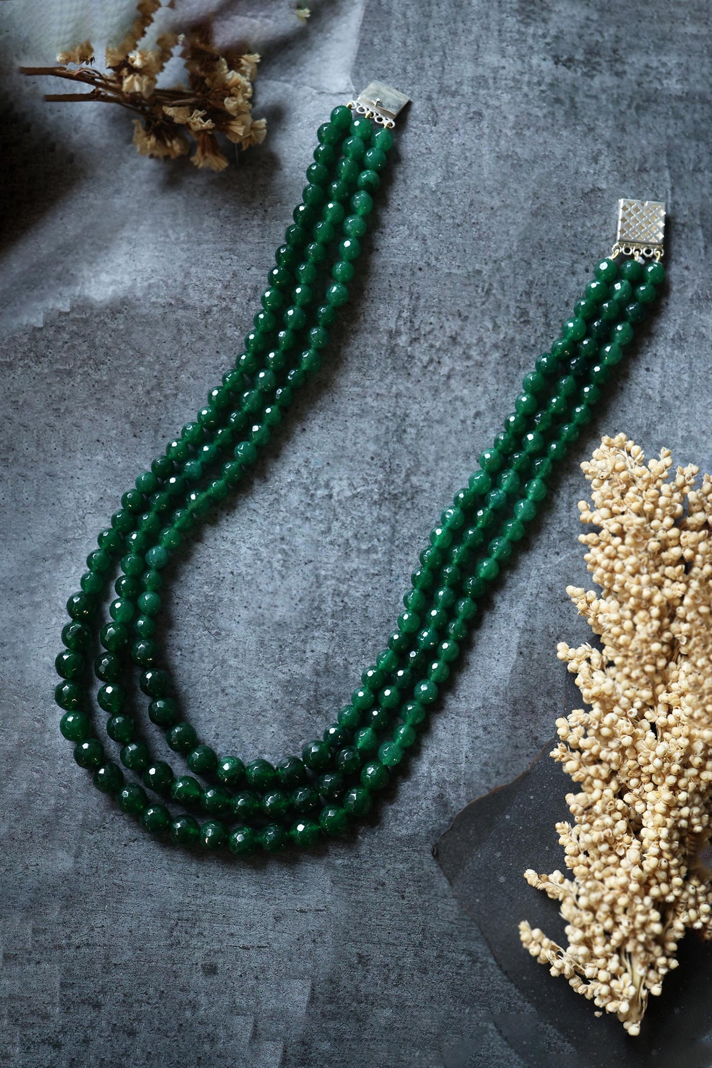 Garnet Stone Embellished Layered Necklace 