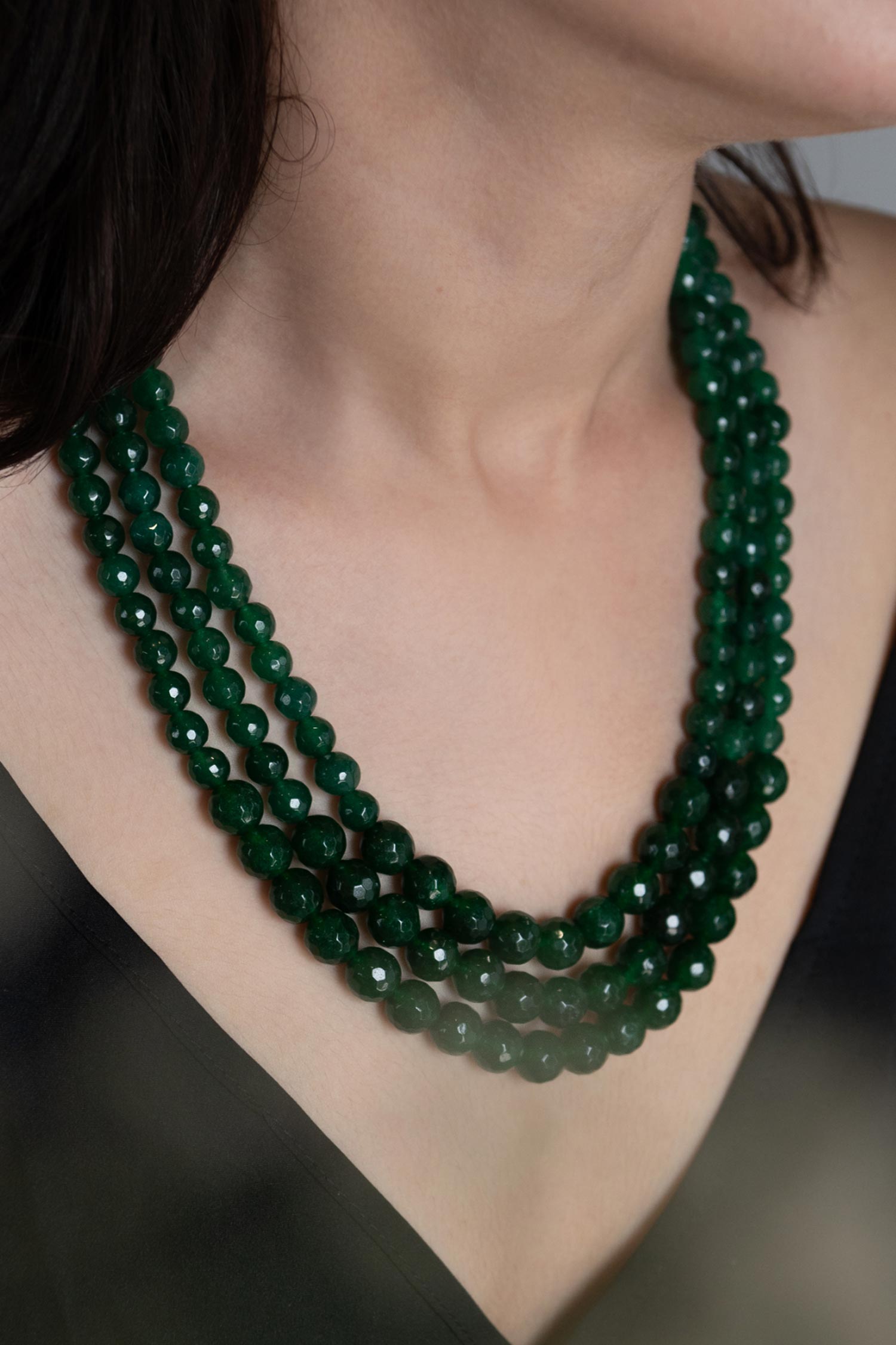 Garnet Stone Embellished Layered Necklace 