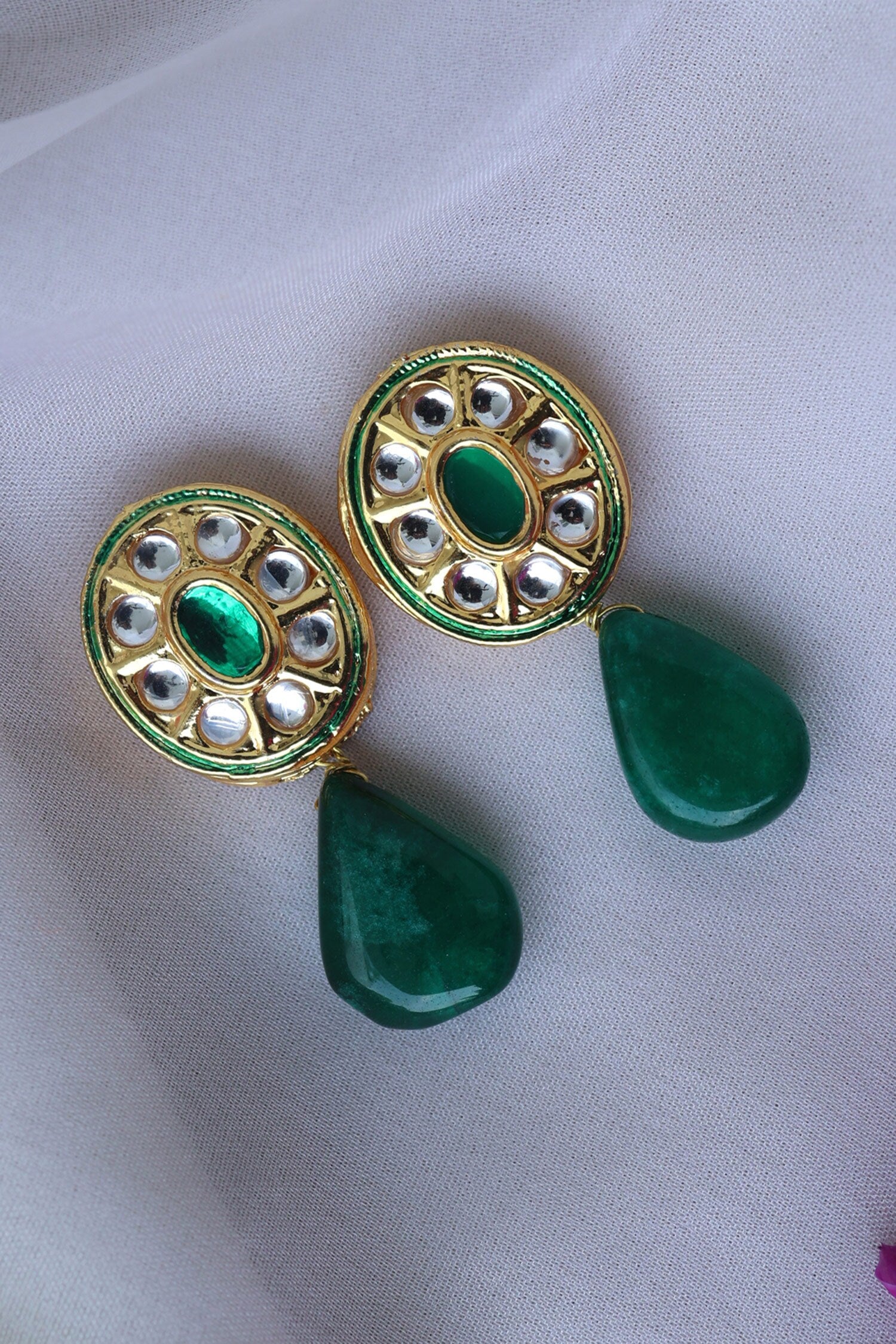 Kundan & Natural Stone Embellished Earrings 