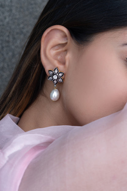 Polki & Baroque Pearl Embellished Earrings 
