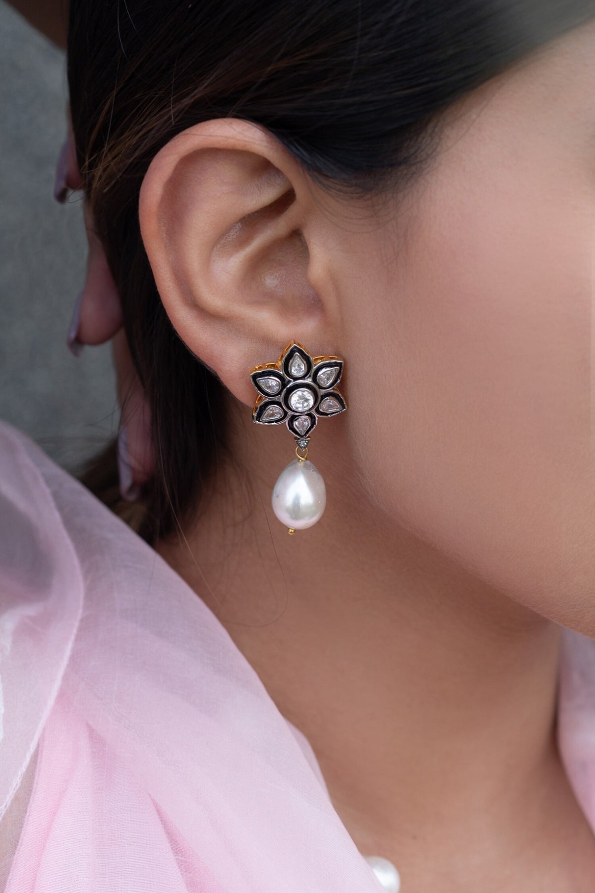 Polki & Baroque Pearl Embellished Earrings 