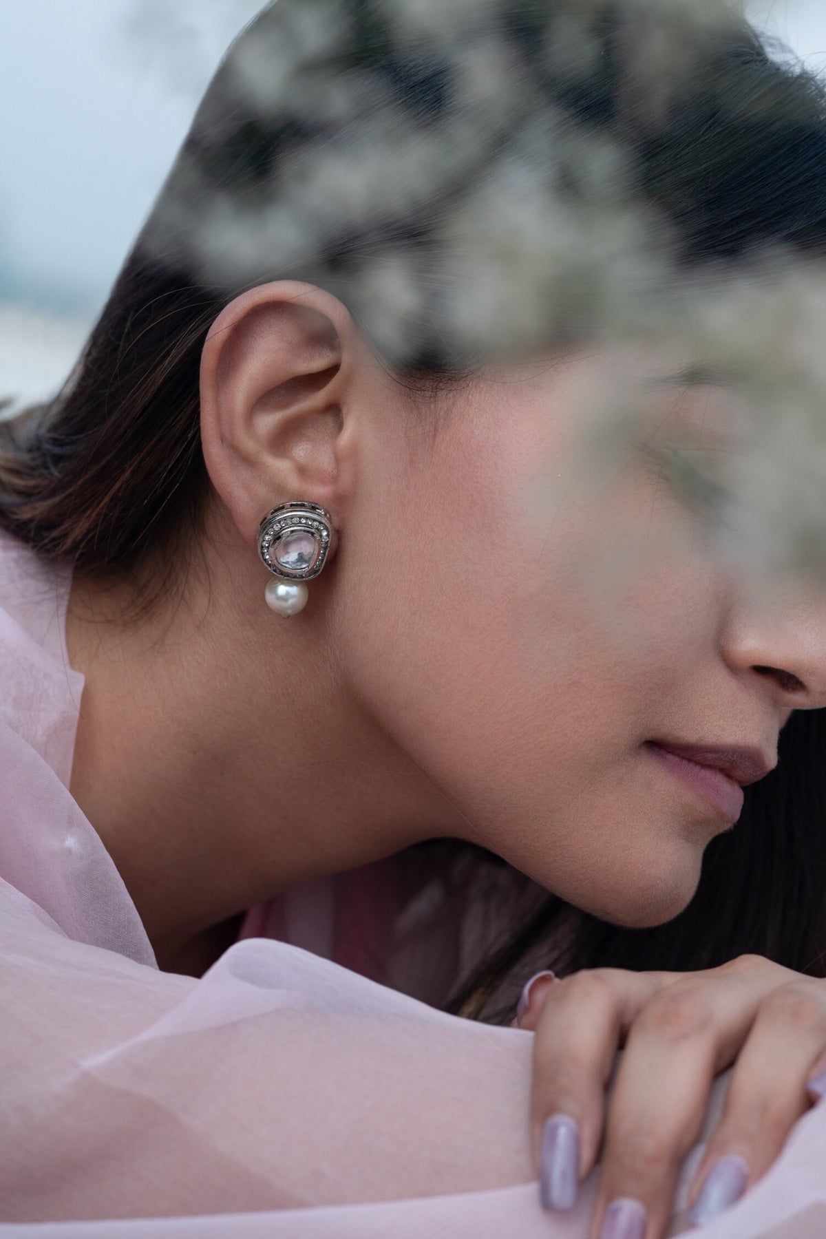 Polki & Pearl Drop Earrings 