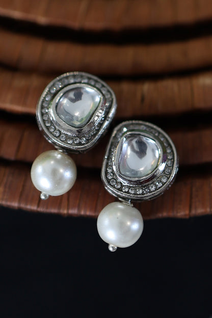 Polki & Pearl Drop Earrings 