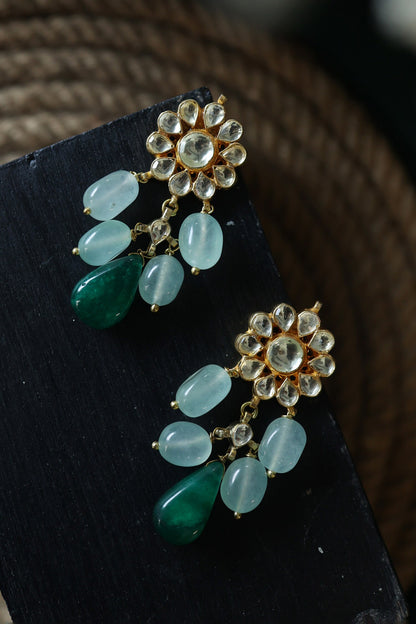 Kundan Embellished Floral Earrings 