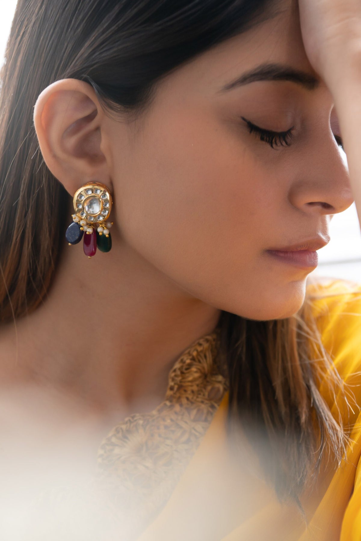 Kundan & Stone Drop Embellished Earrings 
