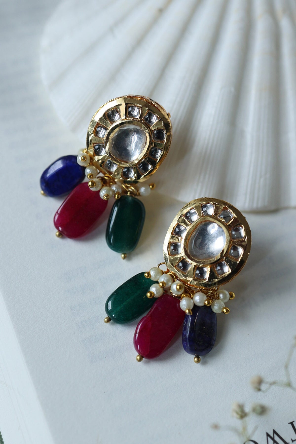Kundan & Stone Drop Embellished Earrings 