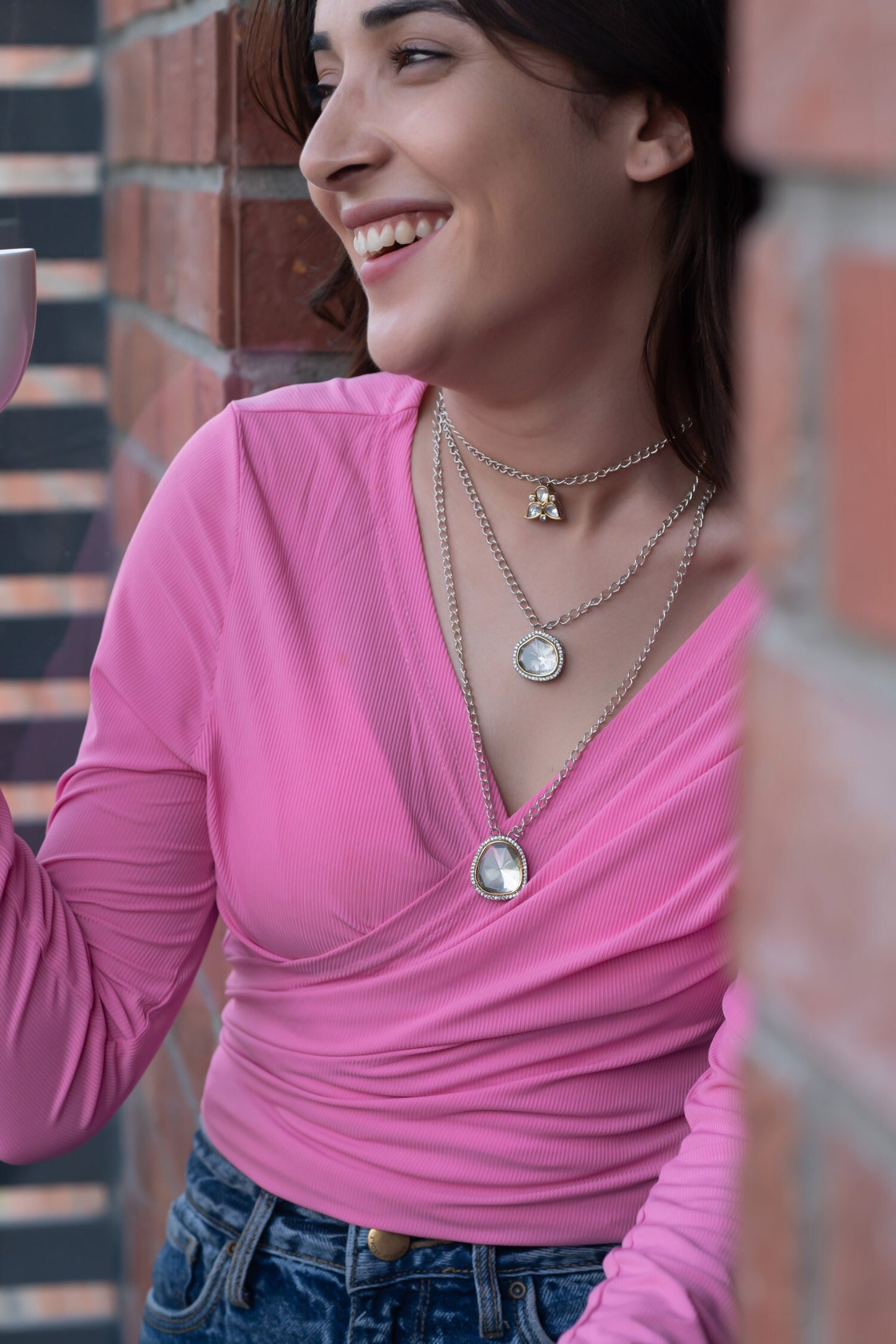 Polki & Cubic Zirconia Embellished Layered Necklace 