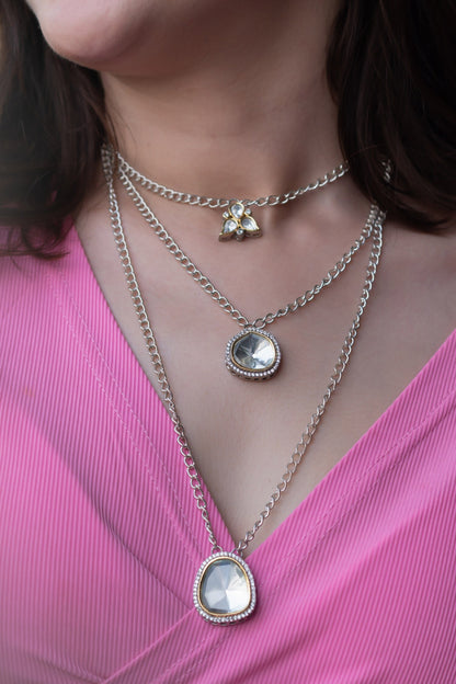 Polki & Cubic Zirconia Embellished Layered Necklace 