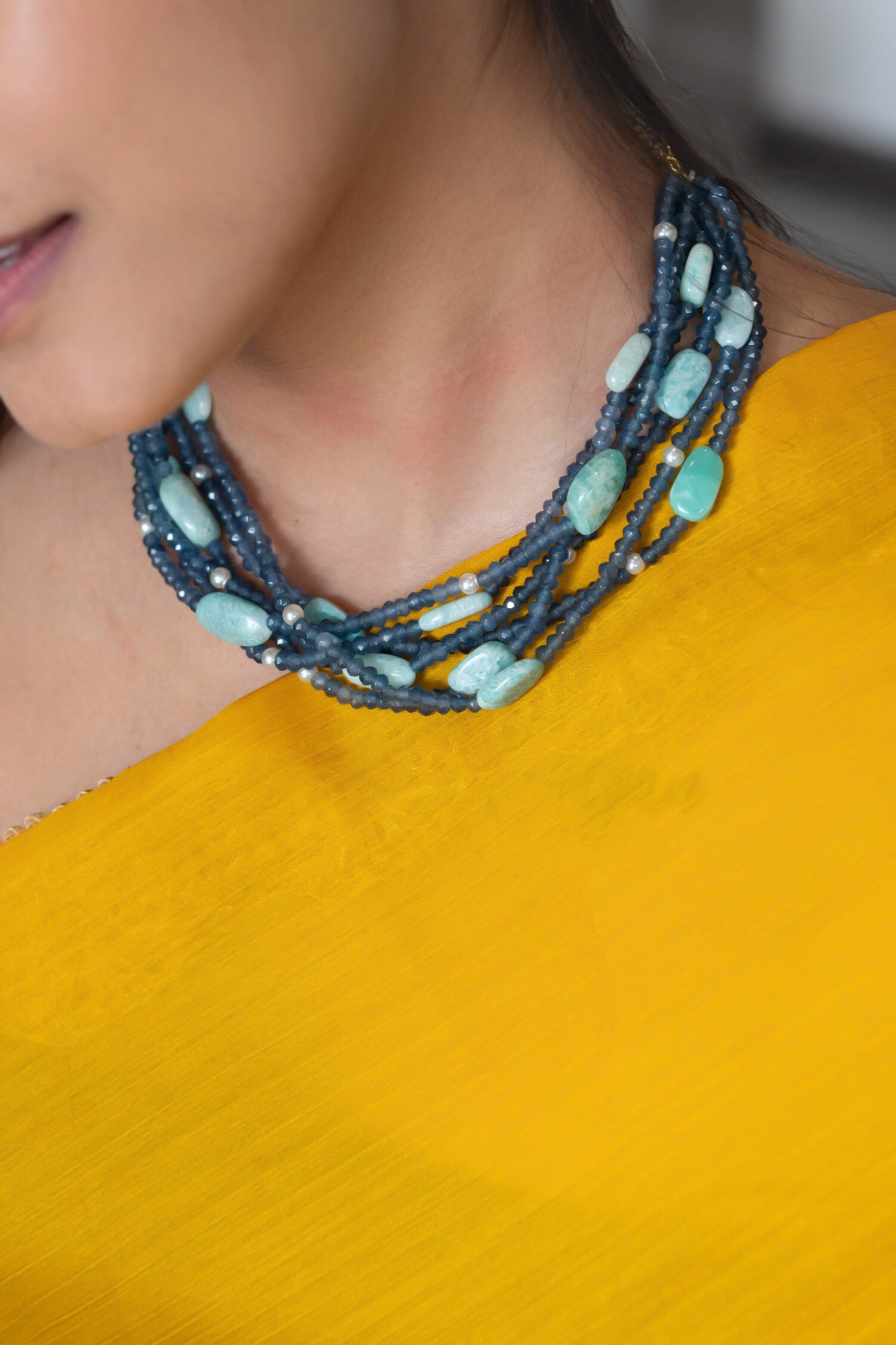 Stone Embellished Multi Layered Necklace 