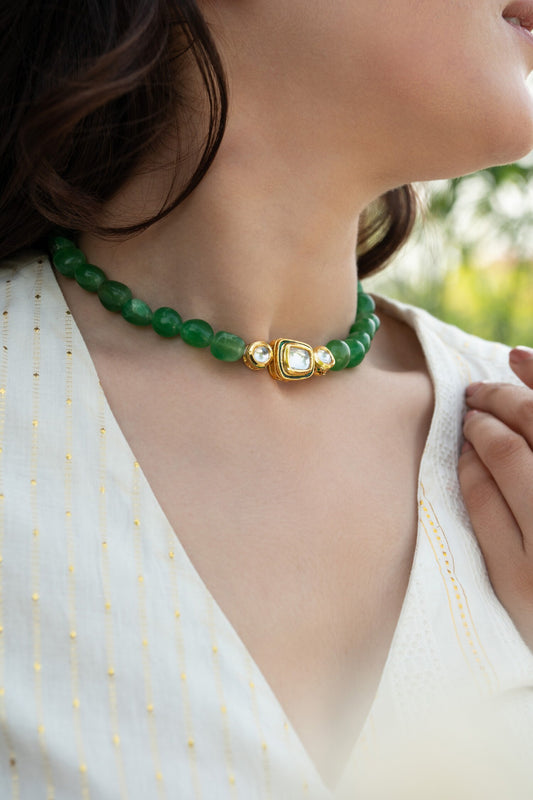 Natural Stones Embellished Choker Necklace 