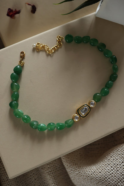 Natural Stones Embellished Choker Necklace 
