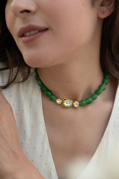 Natural Stones Embellished Choker Necklace 