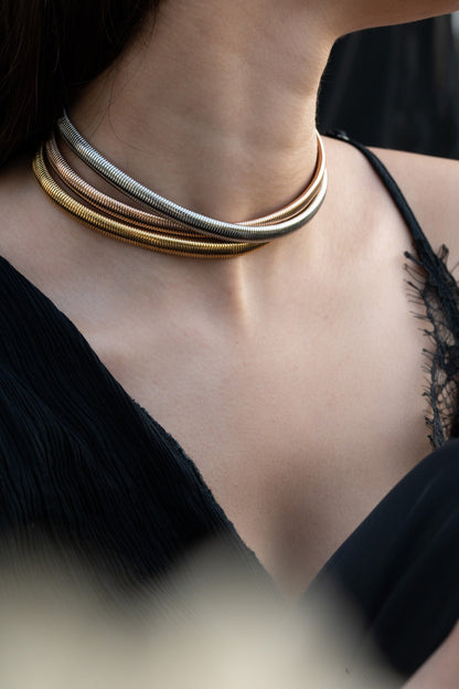 Cross Chain Colorblock Choker 