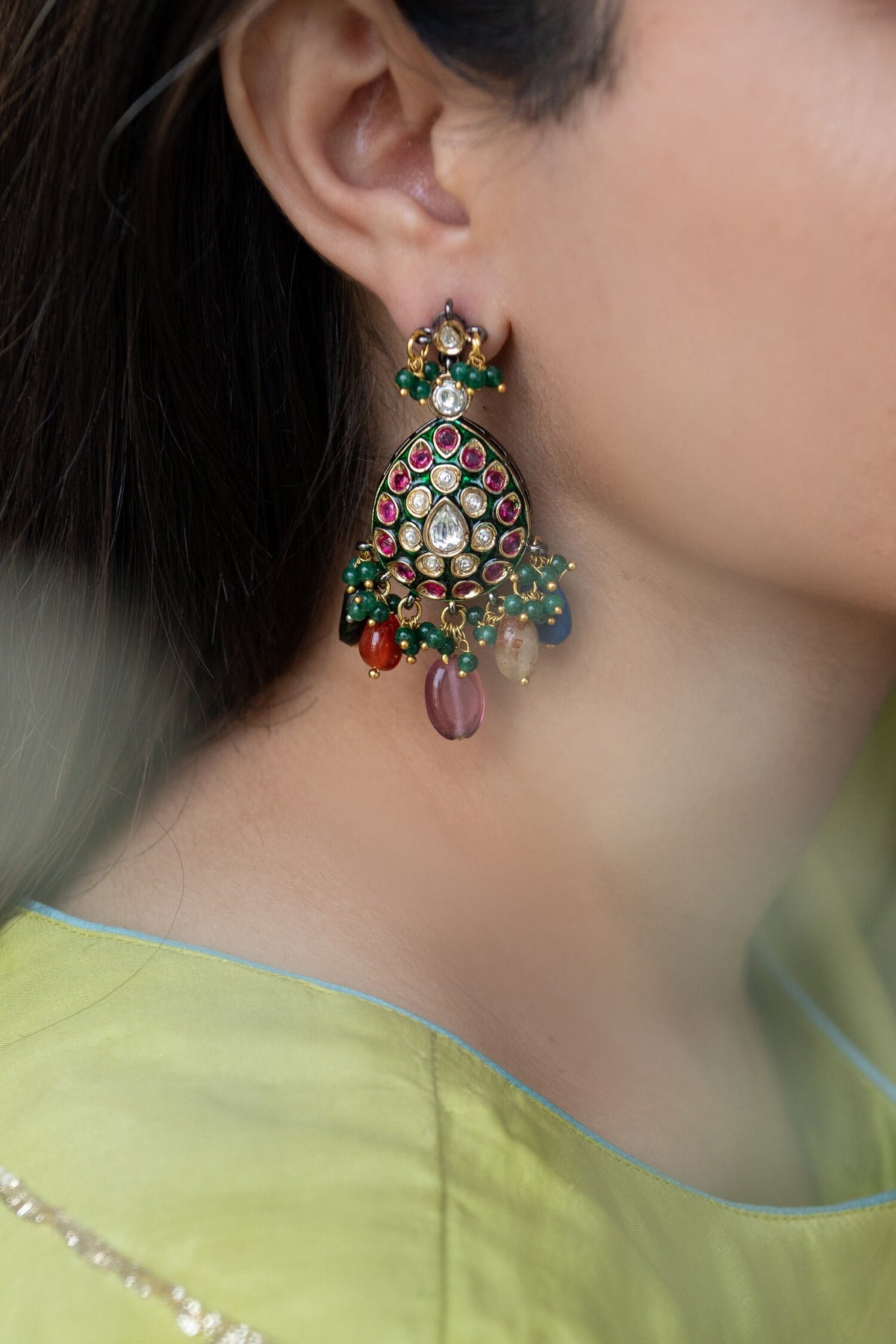 Tear Drop Carved Earrings 