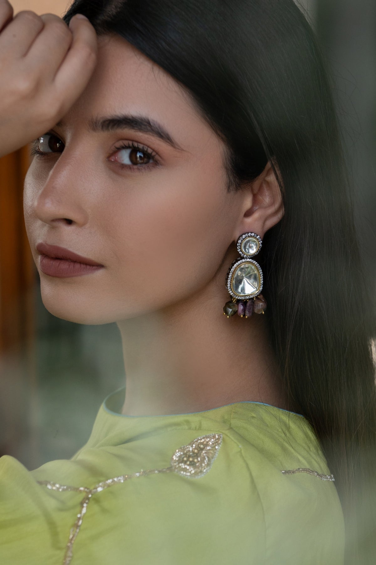 Cubic Zirconia Studded Earrings 