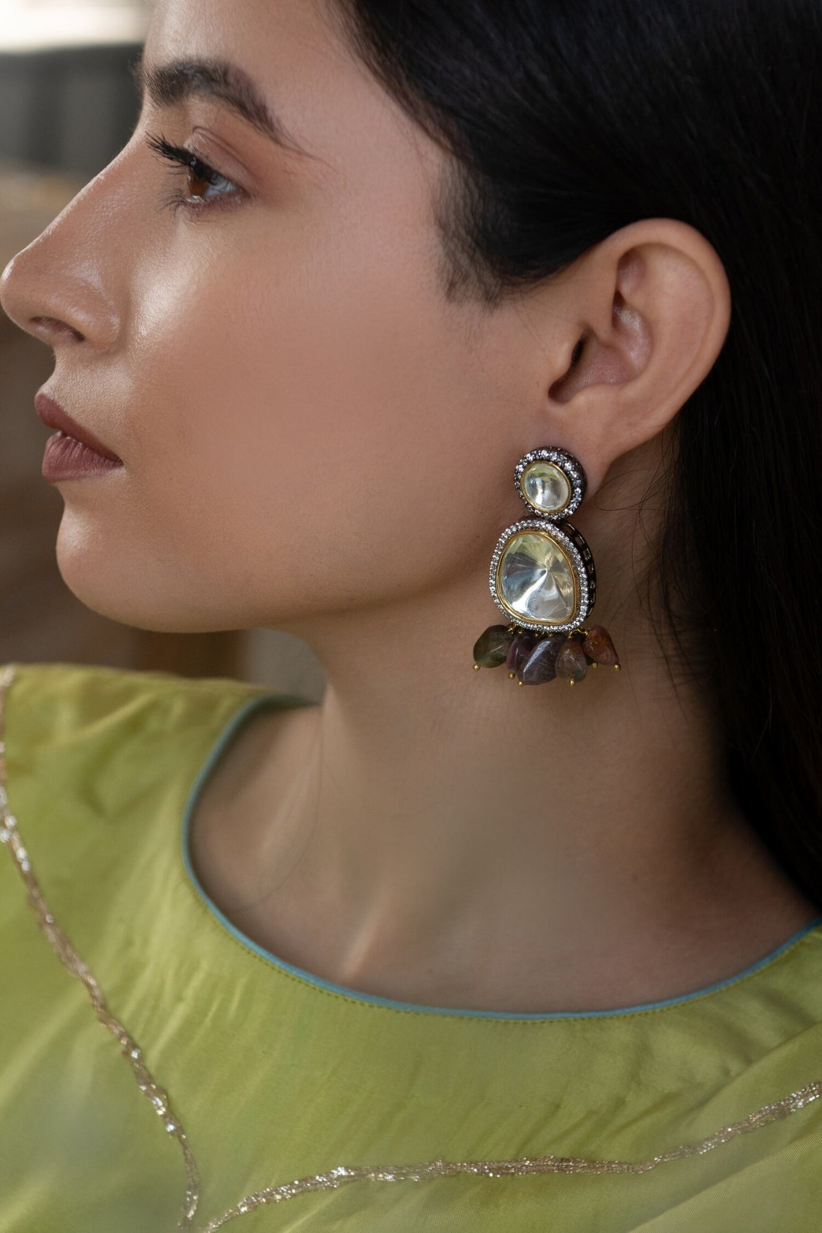 Cubic Zirconia Studded Earrings 