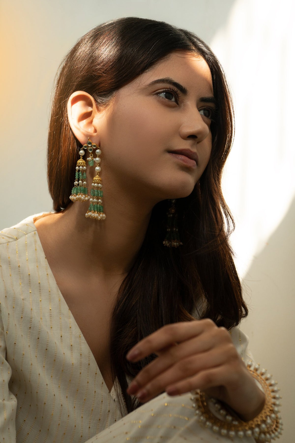 Shell Pearl Embellished Jhumkas 