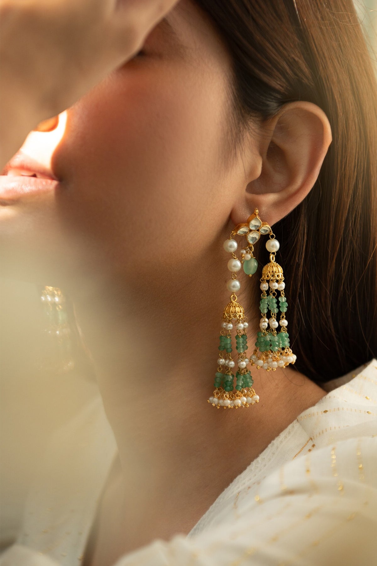 Shell Pearl Embellished Jhumkas 