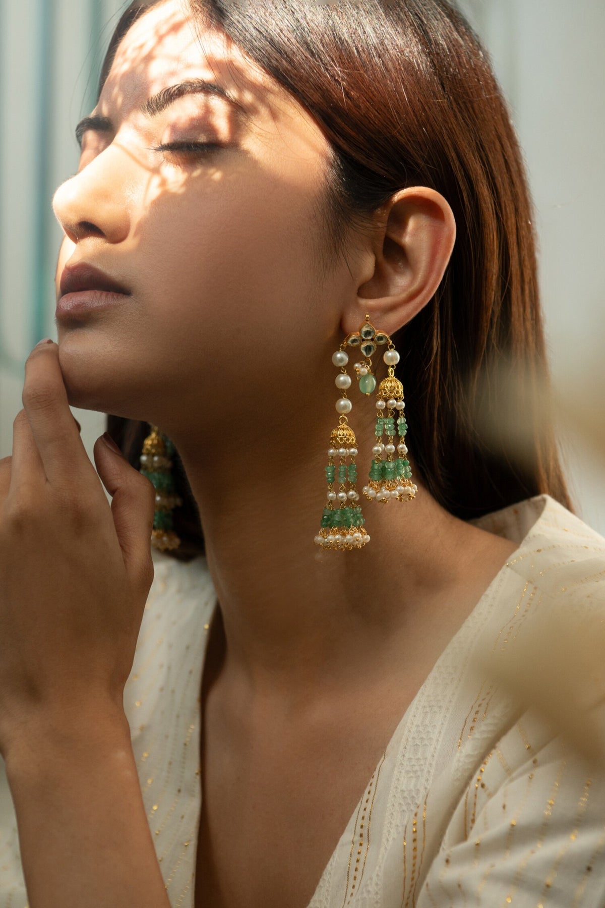 Shell Pearl Embellished Jhumkas 