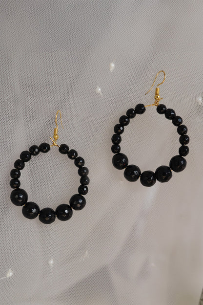 Onyx Stone Embellished Hoops 