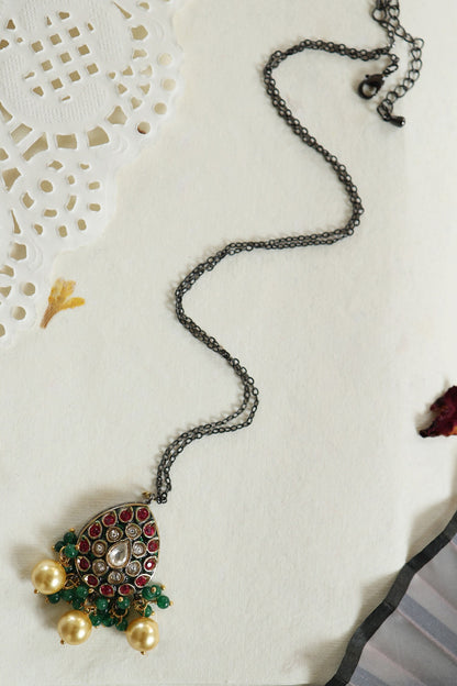 Polki Studded Drop Chain Necklace 