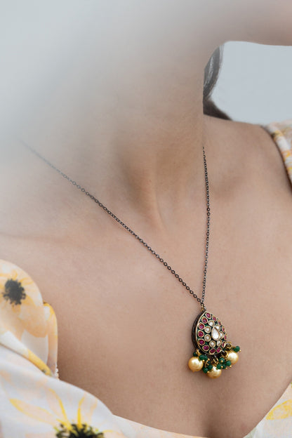 Polki Studded Drop Chain Necklace 
