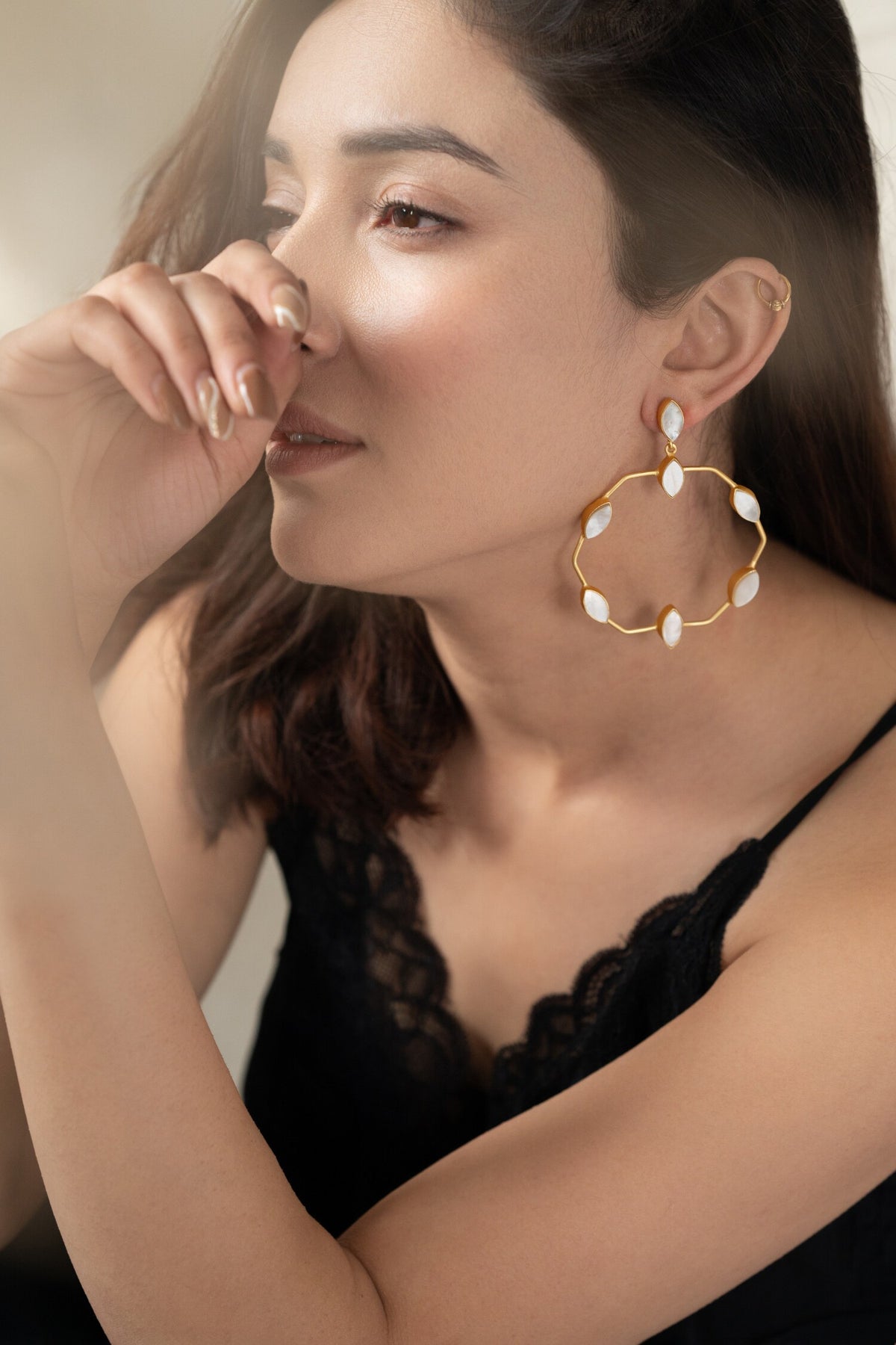 Mother Of Pearl Studded Earrings 
