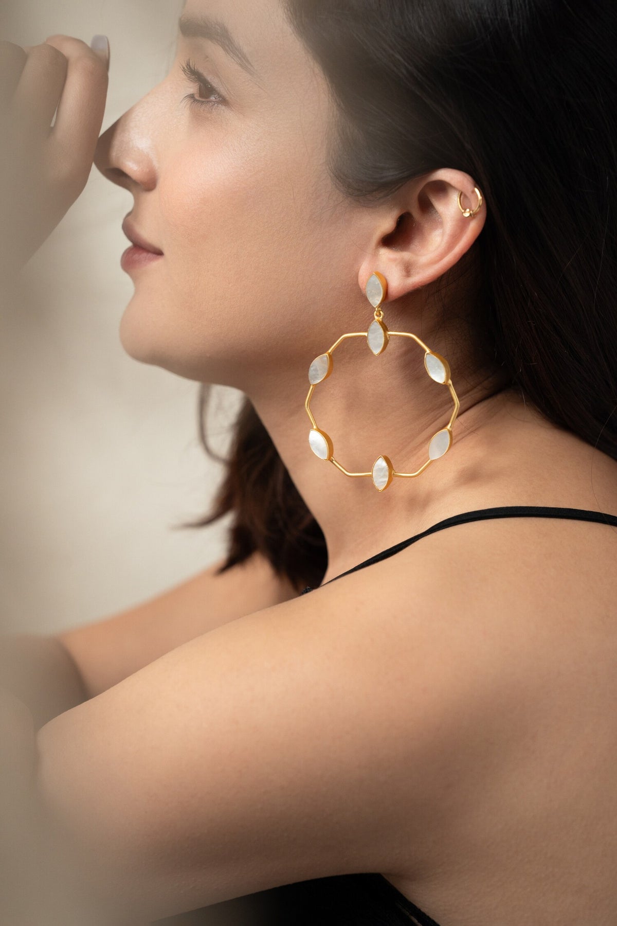 Mother Of Pearl Studded Earrings 