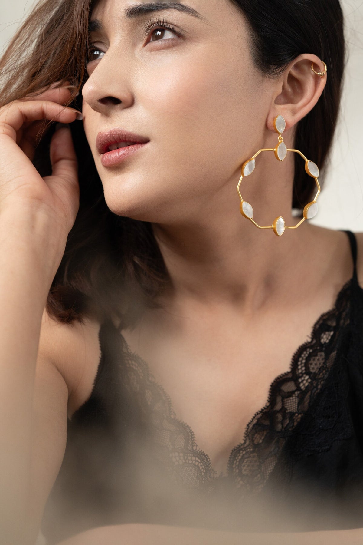 Mother Of Pearl Studded Earrings 