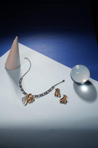 Knife Edge Stone Embellished Necklace Set 