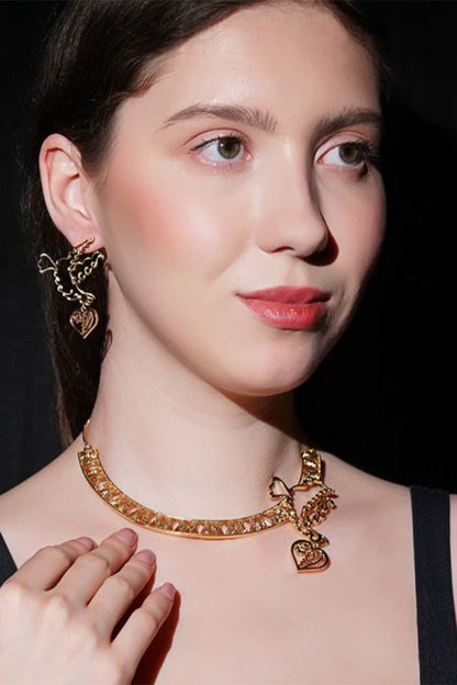 Heart Handle Carved Necklace Set 