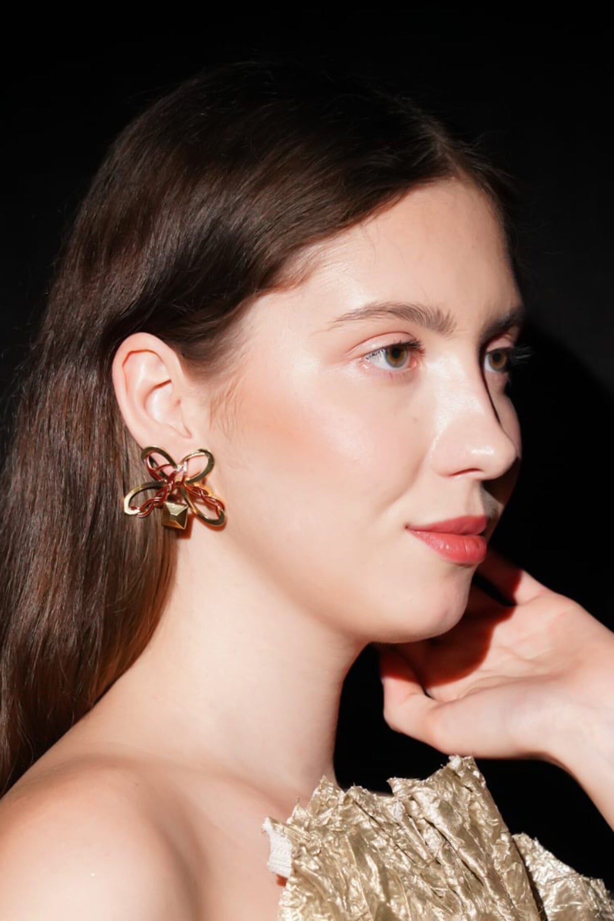 Butterfly Pattern Enamelled Earrings 