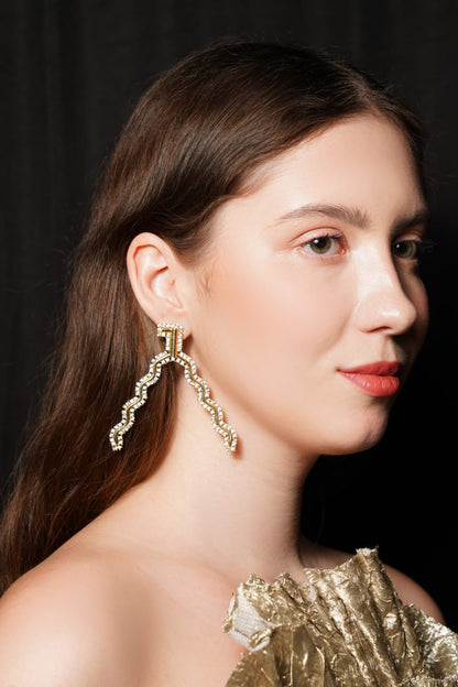 Two Way Stone Embellished Earrings 