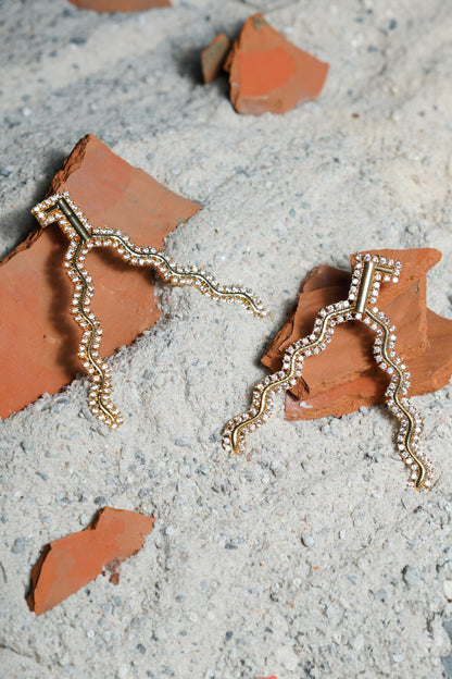 Two Way Stone Embellished Earrings 