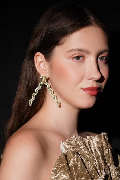 Two Way Stone Embellished Earrings 