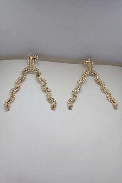 Two Way Stone Embellished Earrings 