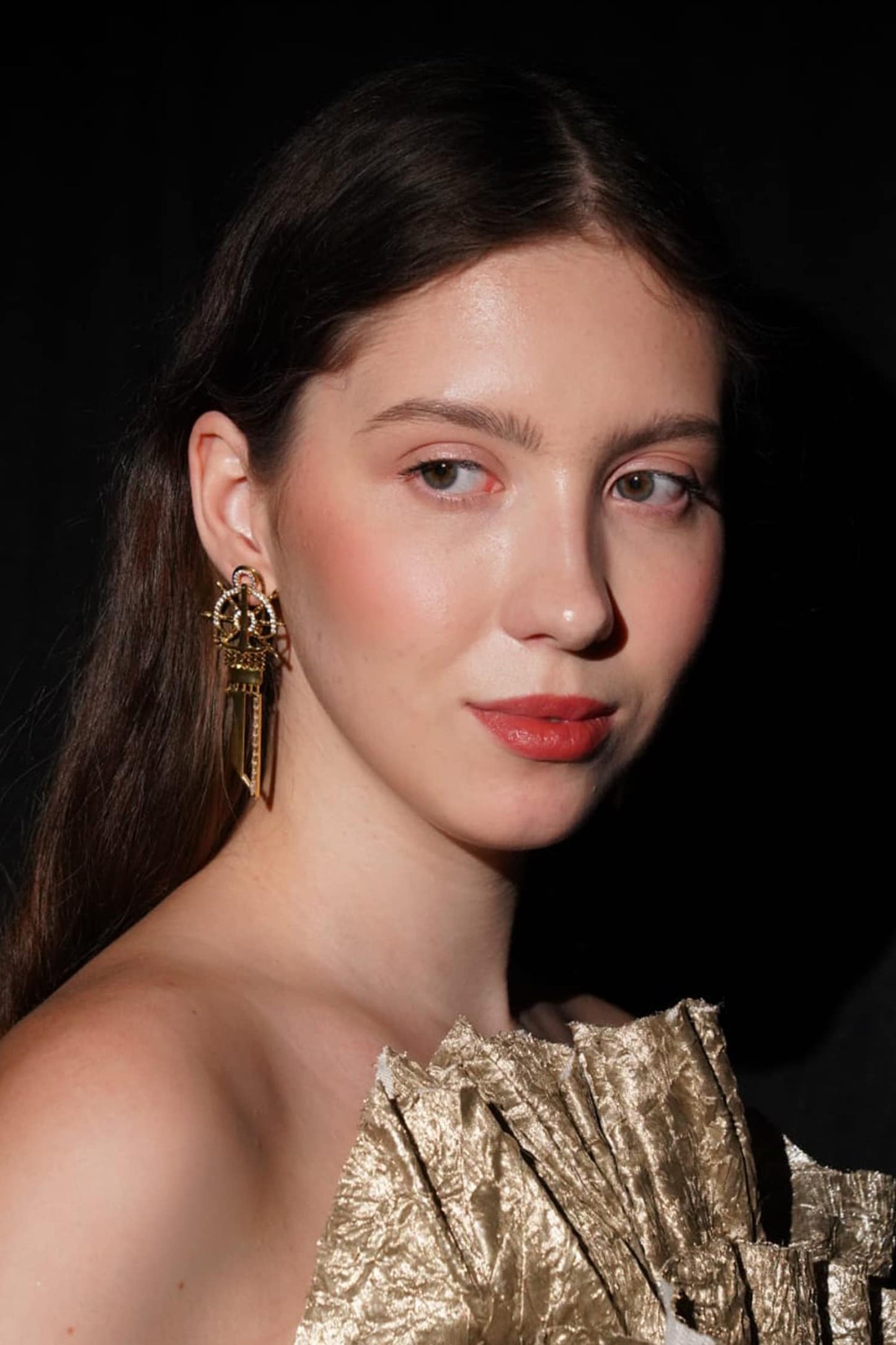 Anchor Key Straight Embellished Earrings 