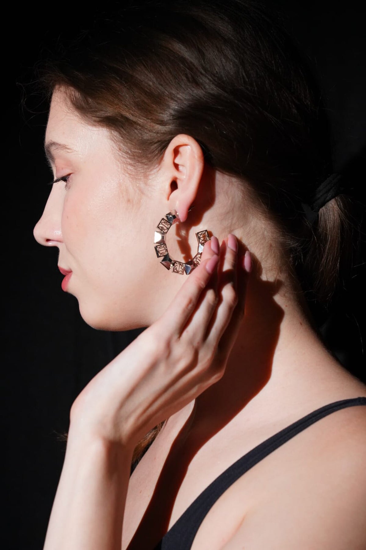 Spaced Small Carved Hoop Earrings 