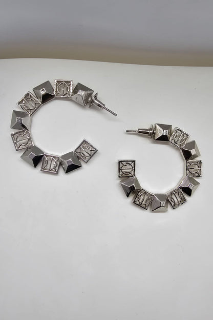 Spaced Small Carved Hoop Earrings 