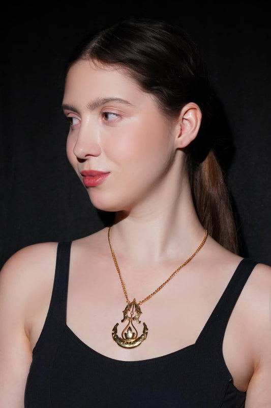 Carved Fish Pendant Necklace 
