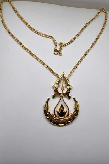 Carved Fish Pendant Necklace 