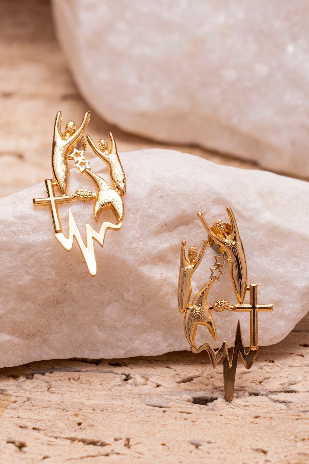 La Croix Textured Stud Earrings 