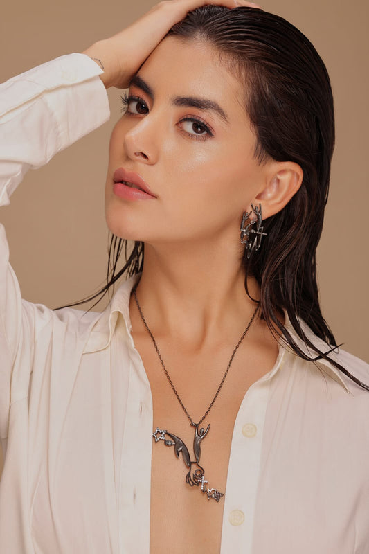 La Croix Stones Embellished Pendant Necklace 